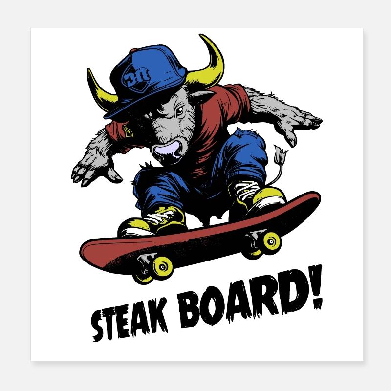STEAK BOARD ! (skate) Poster 20 x 20 cm