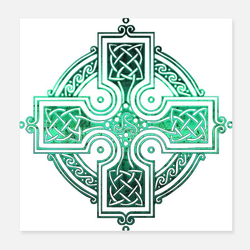Keltische Kreise, Ecken, Farbfelder, Gothic-Symbole Poster 20x20 cm