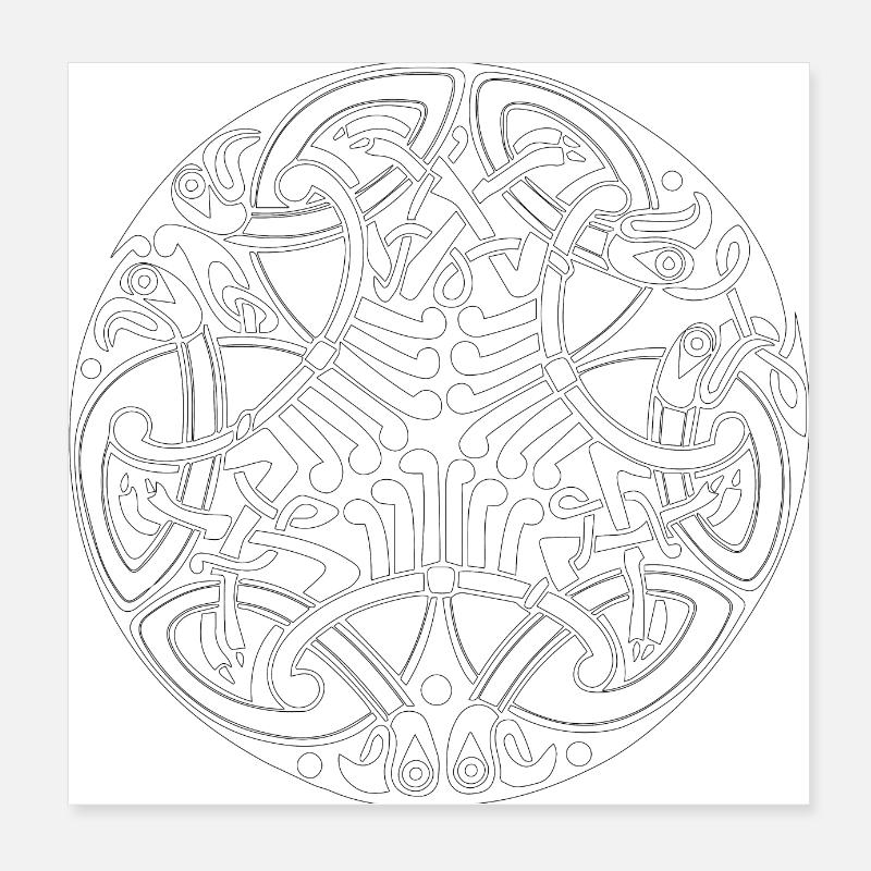 Keltische Kreise, Ecken, Farbfelder, Gothic-Symbole Poster 20x20 cm