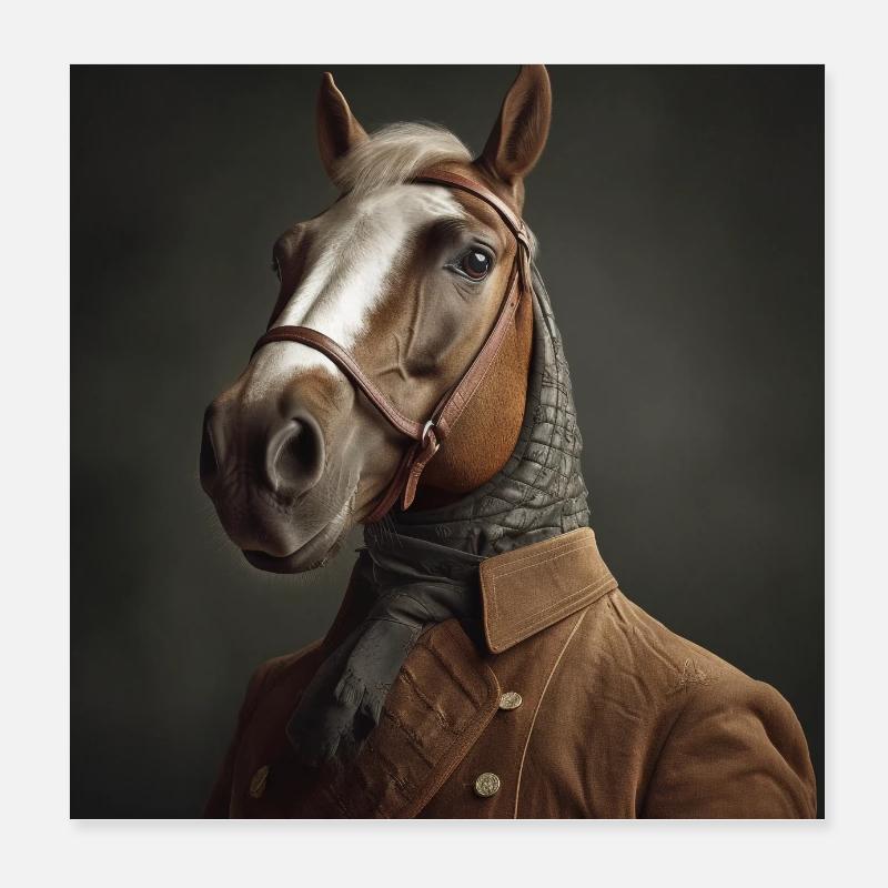Cheval avec des vêtements Poster 20 x 20 cm