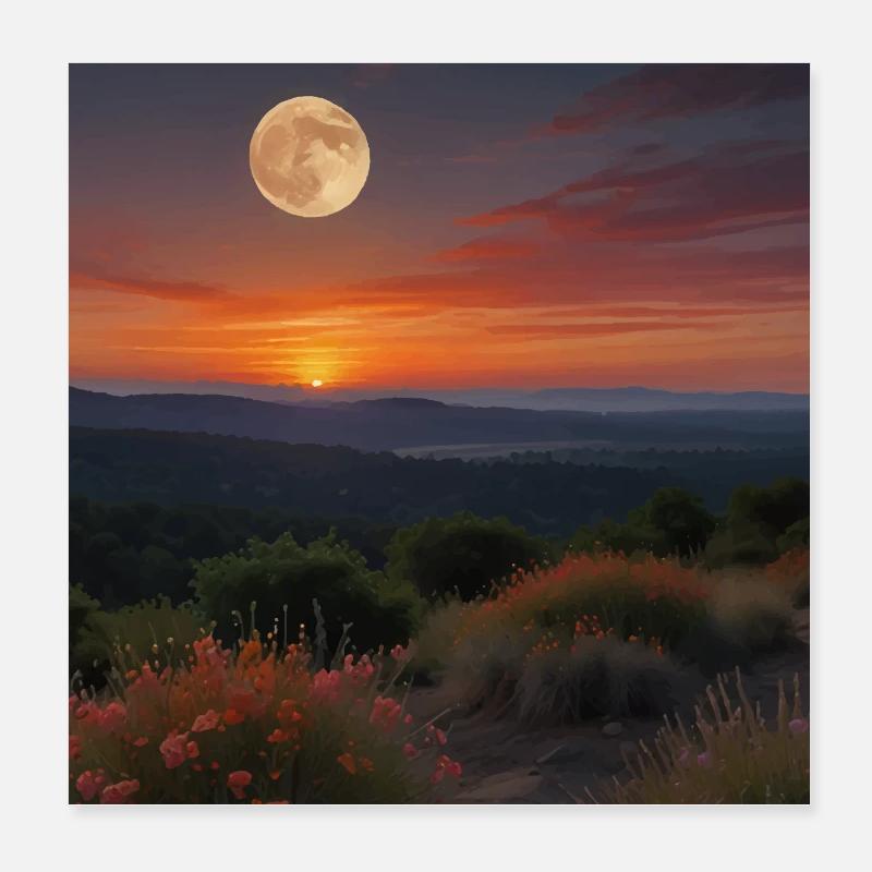 Paysage Coucher De Soleil Poster 20 x 20 cm