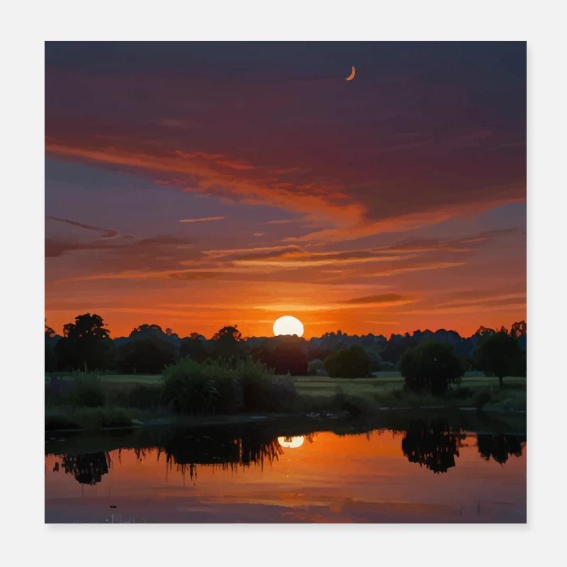 Paysage Coucher De Soleil Poster 20 x 20 cm