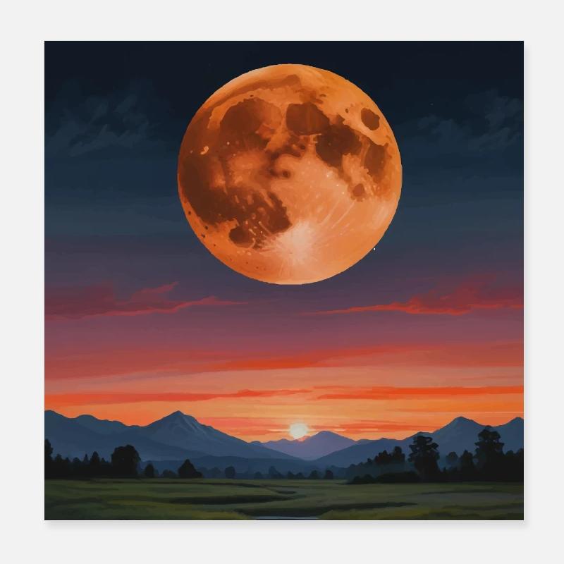 Paysage Coucher De Soleil Poster 20 x 20 cm