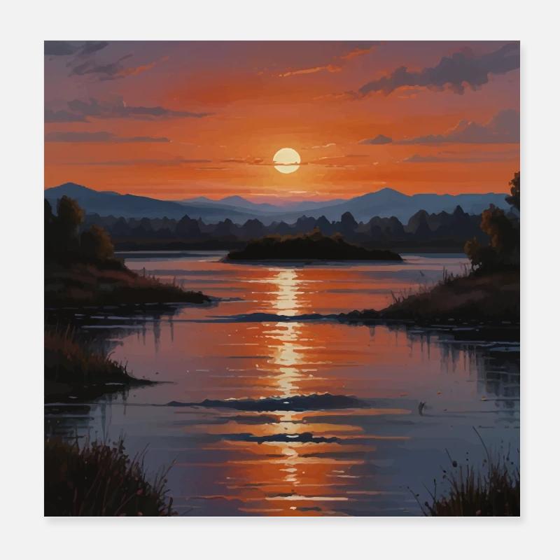 Paysage Coucher De Soleil Poster 20 x 20 cm