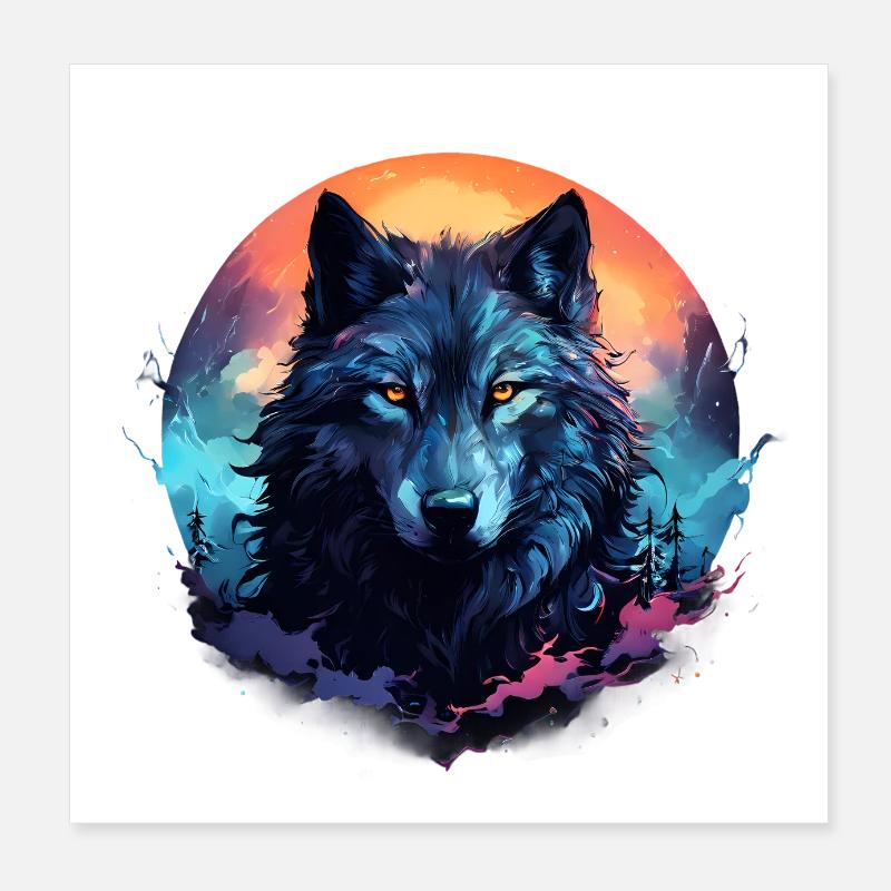 Dunkler Wolf Poster 20x20 cm