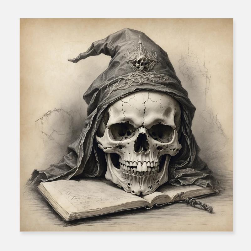 Crâne pâle altéré Poster 20 x 20 cm