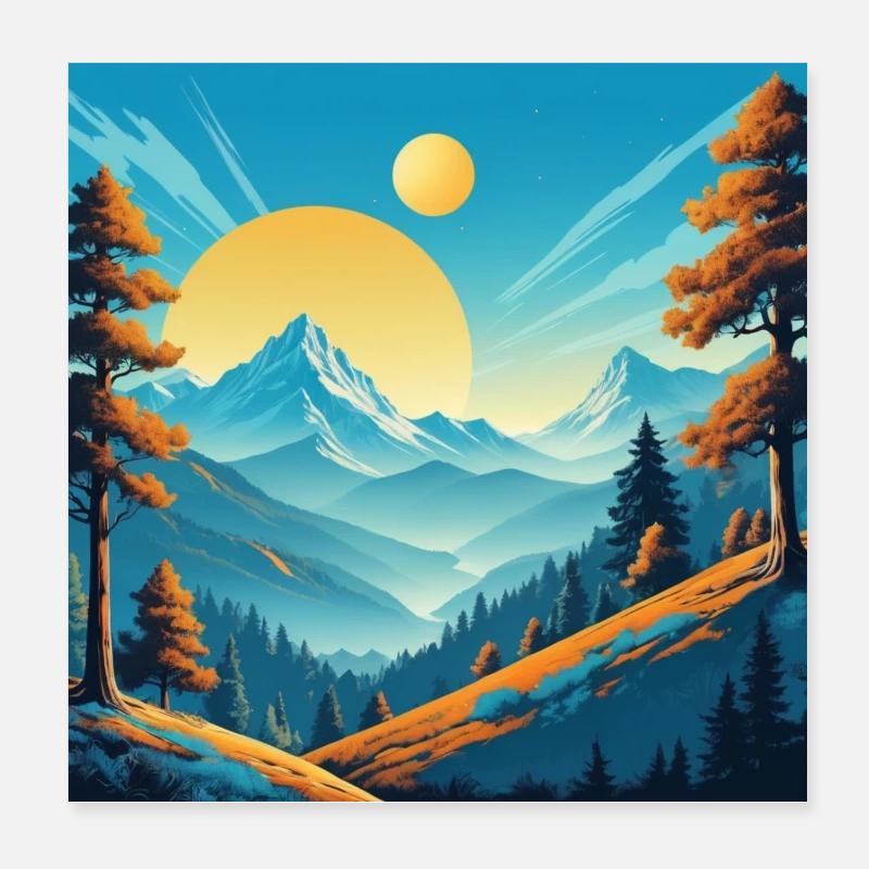 Zwei Sonnen - Poster 20x20 cm - Weiß