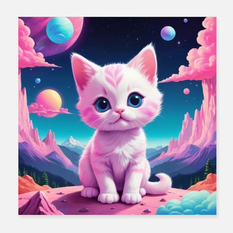 Chatons sur des planètes étrangères Poster 20 x 20 cm