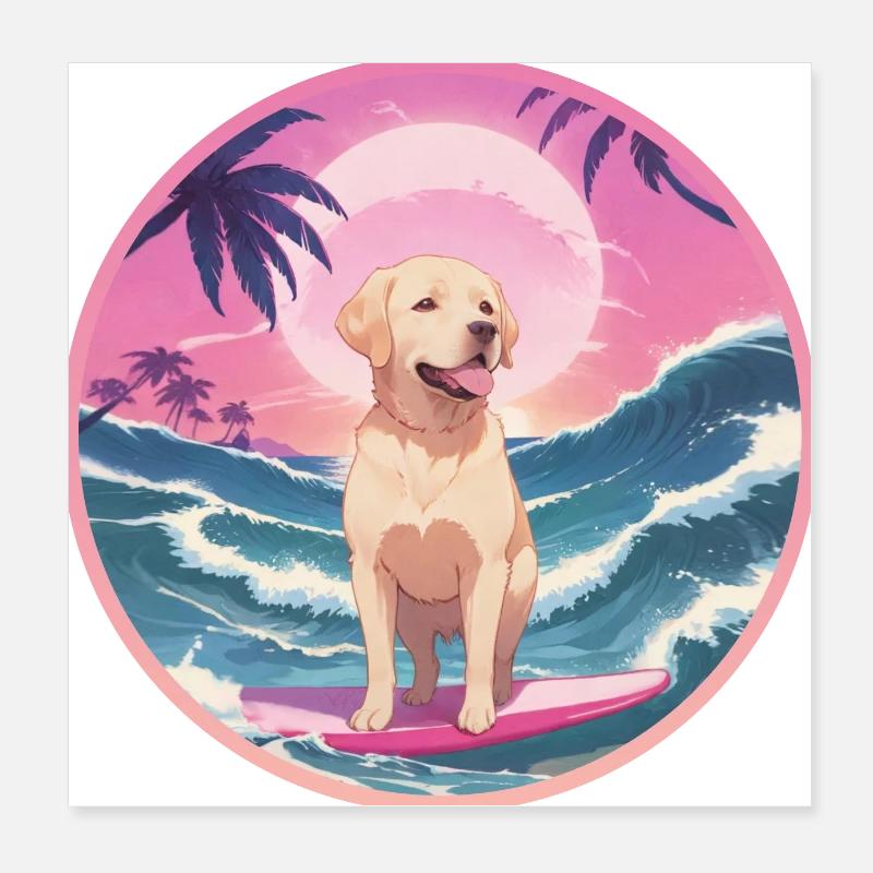 Labrador Retriever Surfer 🐾 2 Poster 20x20 cm
