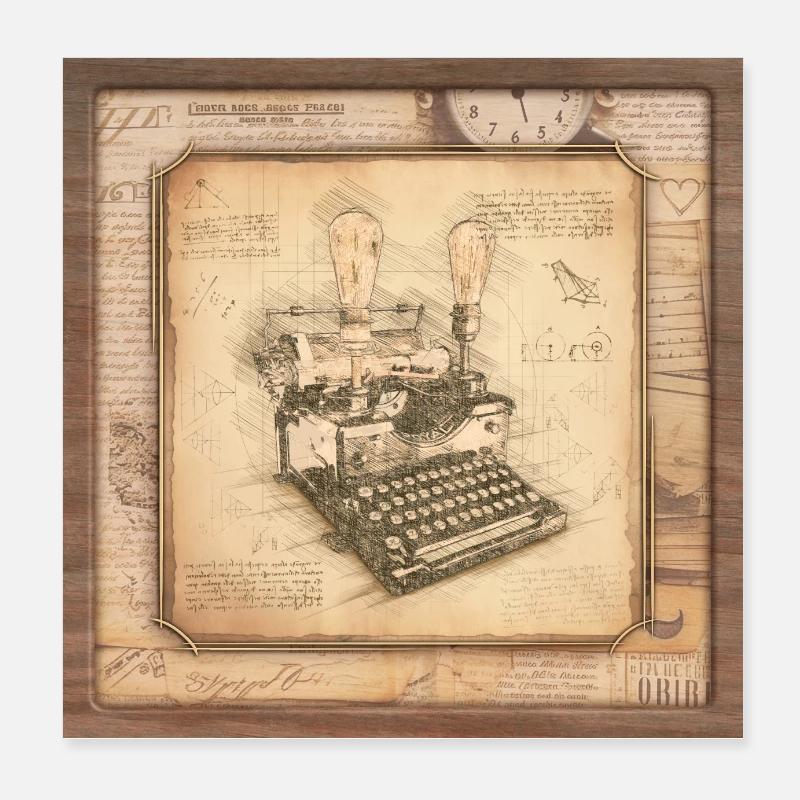 Vintage Art for Authors & Writers Poster 8" x 8" (20x20 cm)