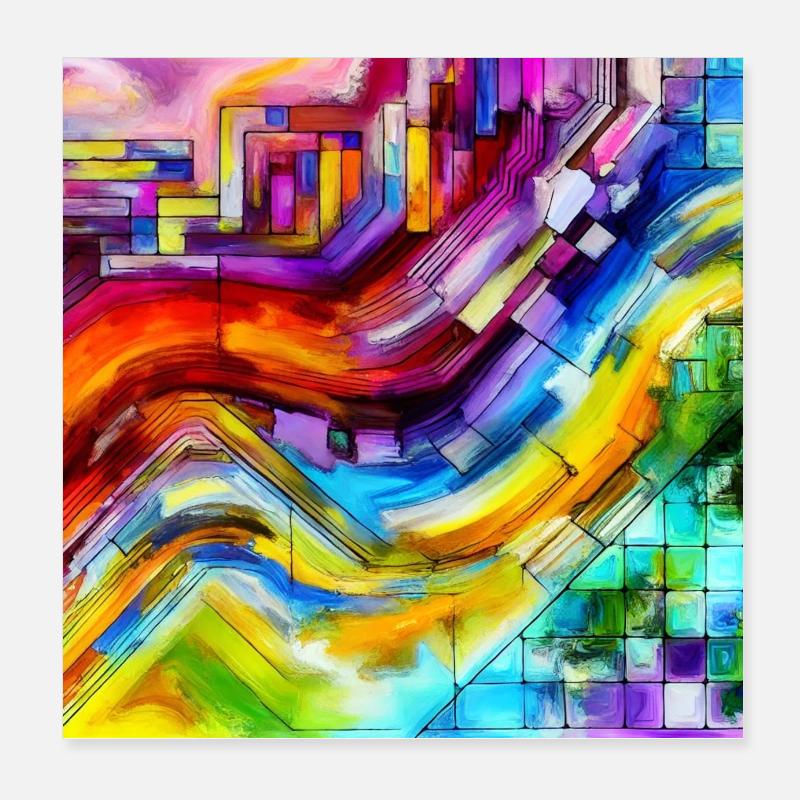 Moderne Strahlkraft - Abstraktes Gemälde Poster 20x20 cm