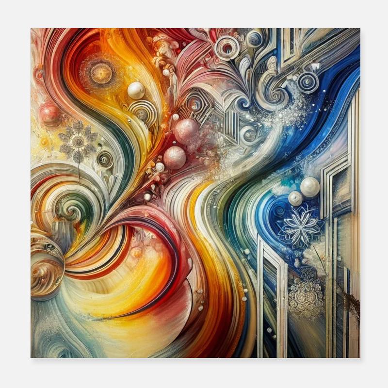 Aetheric Fusion - Abstract Painting Poster 8" x 8" (20x20 cm)