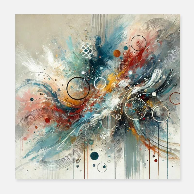 Flux dynamique - Peinture abstraite Poster 20 x 20 cm