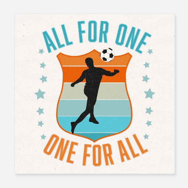 Fodbold Teamwork - Poster 20x20 cm - hvid