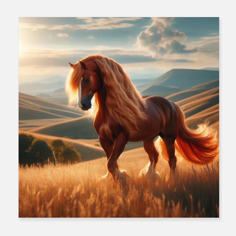 Cheval libre Poster 20 x 20 cm