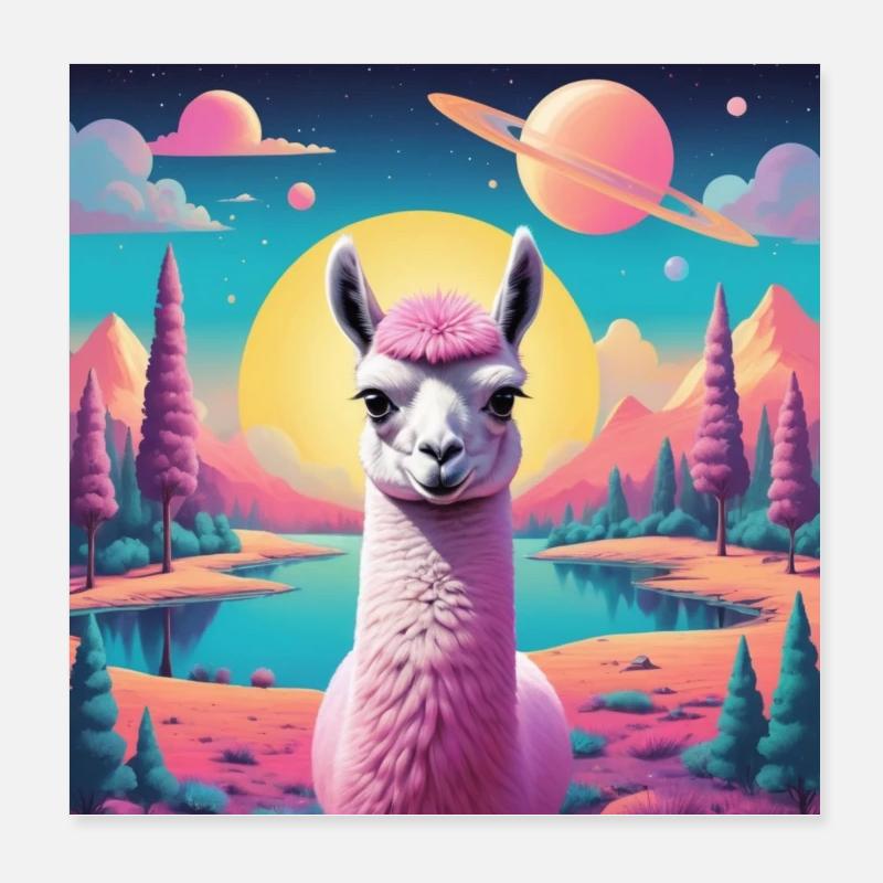 Space Llama Poster 8" x 8" (20x20 cm)