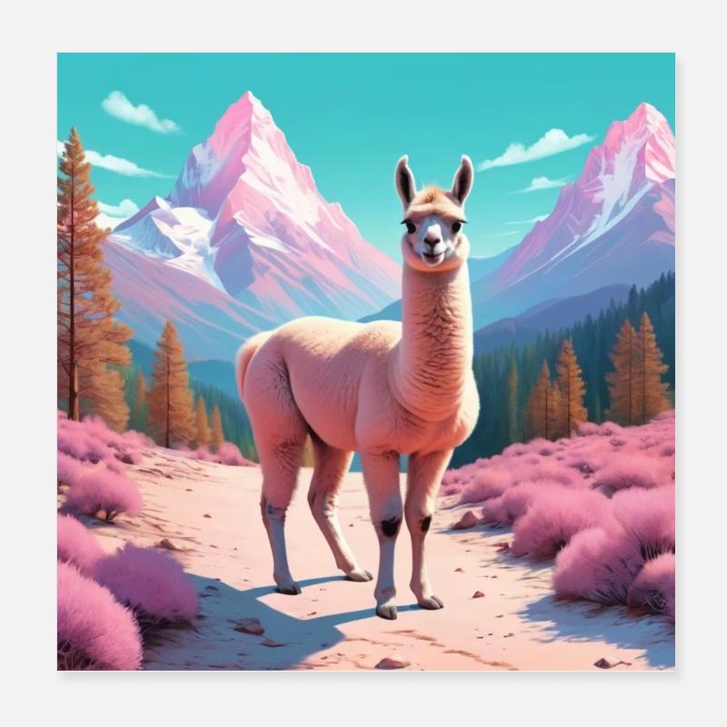 Lama dans les montagnes Poster 20 x 20 cm