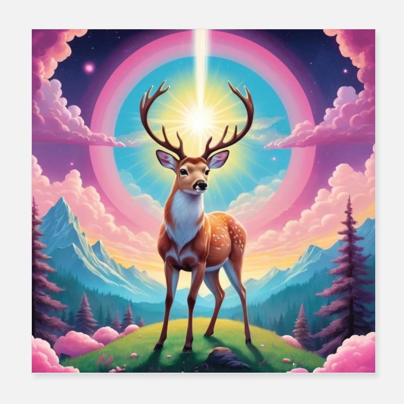 Hirsch am Berg Poster 20x20 cm
