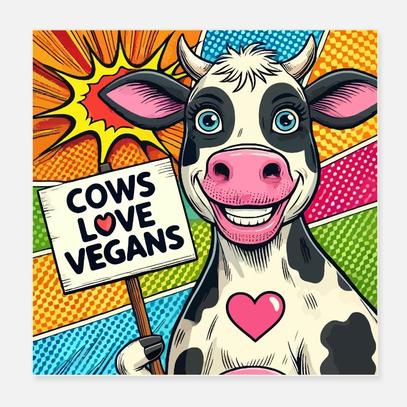Les vaches adorent les végétaliens Popart Poster 20 x 20 cm