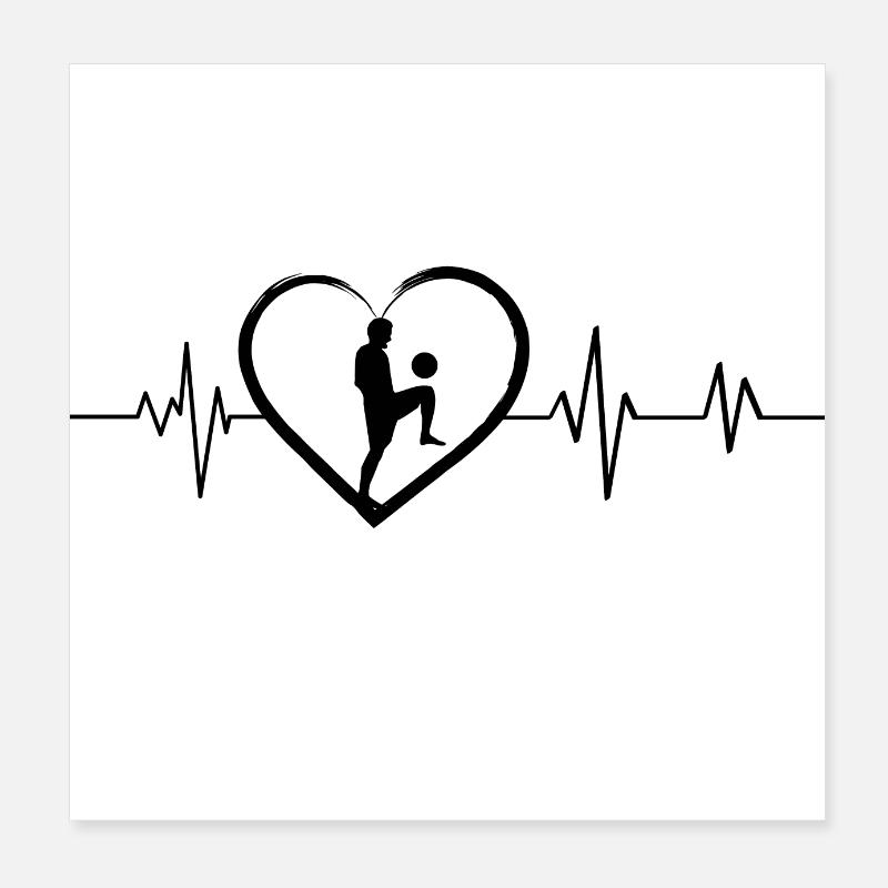 Soccer Heartbeat Poster 8" x 8" (20x20 cm)