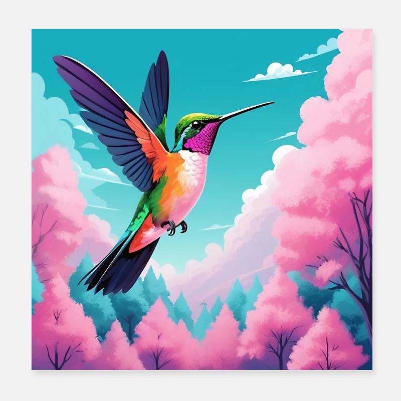 Hummingbird Poster 8" x 8" (20x20 cm)