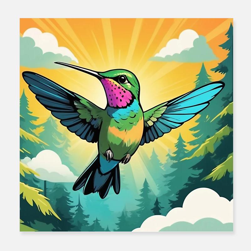 Kolibri Poster 20x20 cm