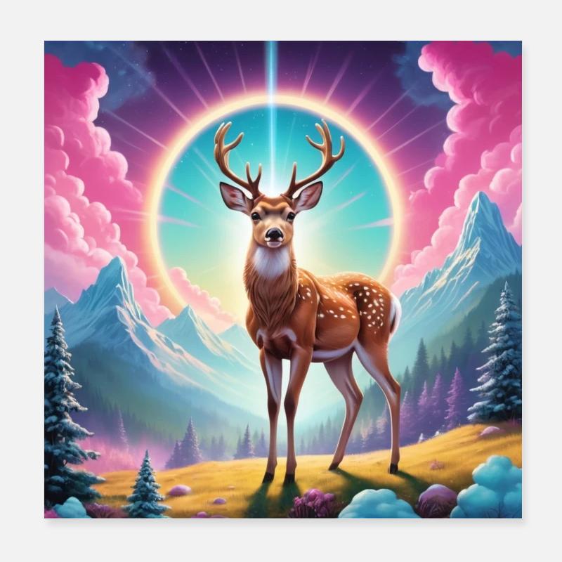 Hirsch am Berg Poster 20x20 cm