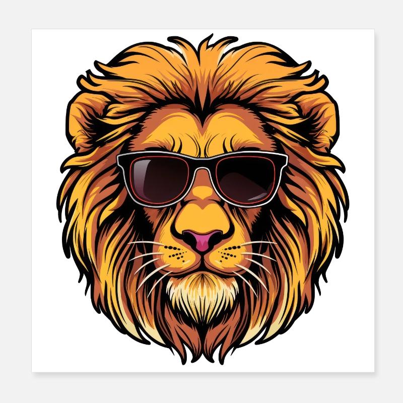 Lunettes de soleil Cool Lion Poster 20 x 20 cm