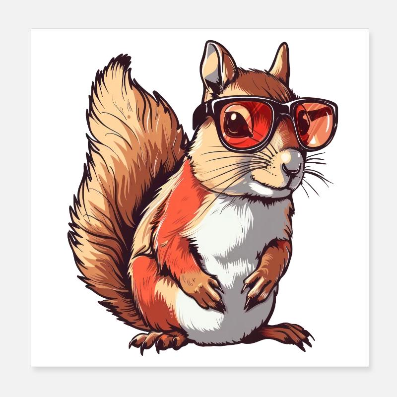 Squirrel, sunglasses, summer, gift Poster 8" x 8" (20x20 cm)