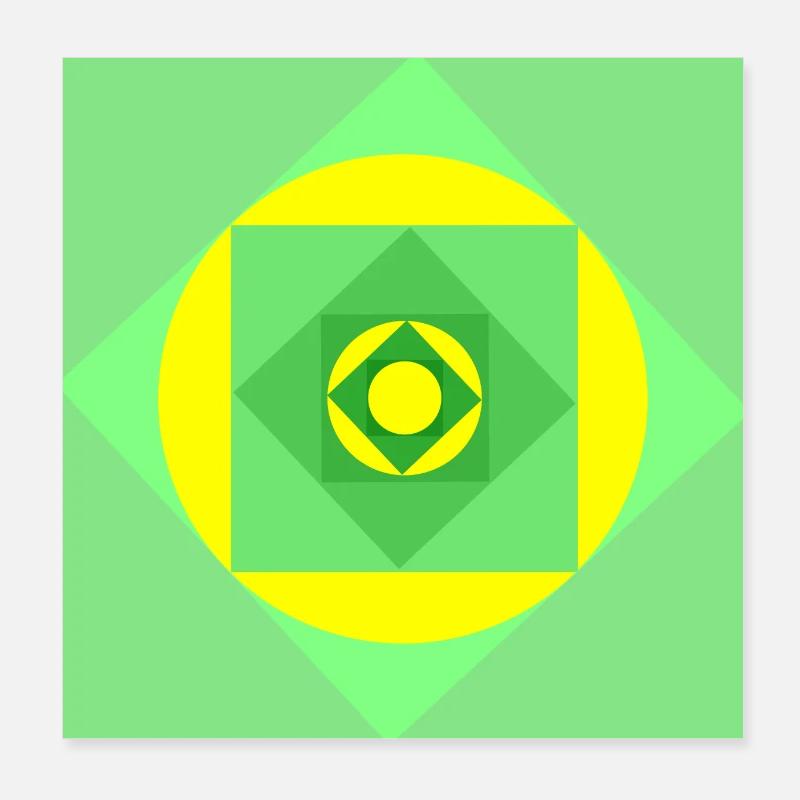 Colour play patterns in green and yellow Poster 8" x 8" (20x20 cm)