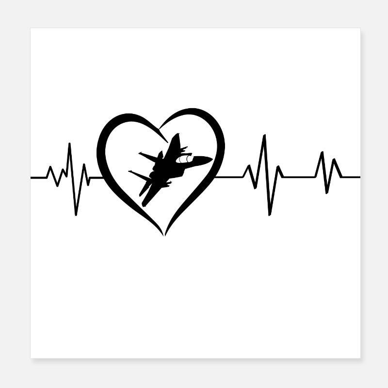 Fighter jet heartbeat Poster 8" x 8" (20x20 cm)