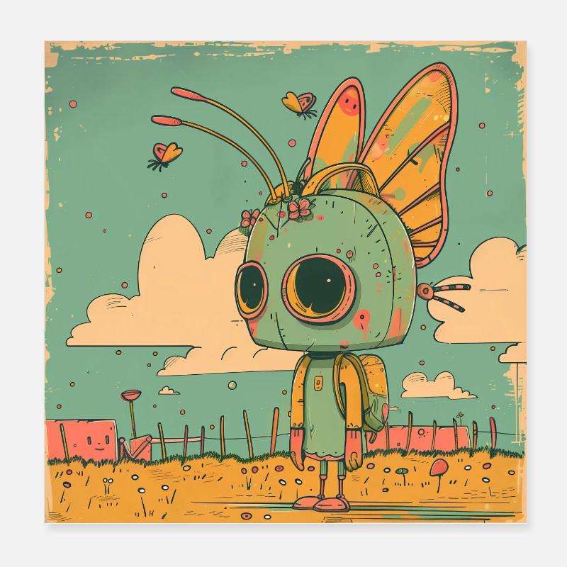 Roboter Mädchen Poster 20x20 cm