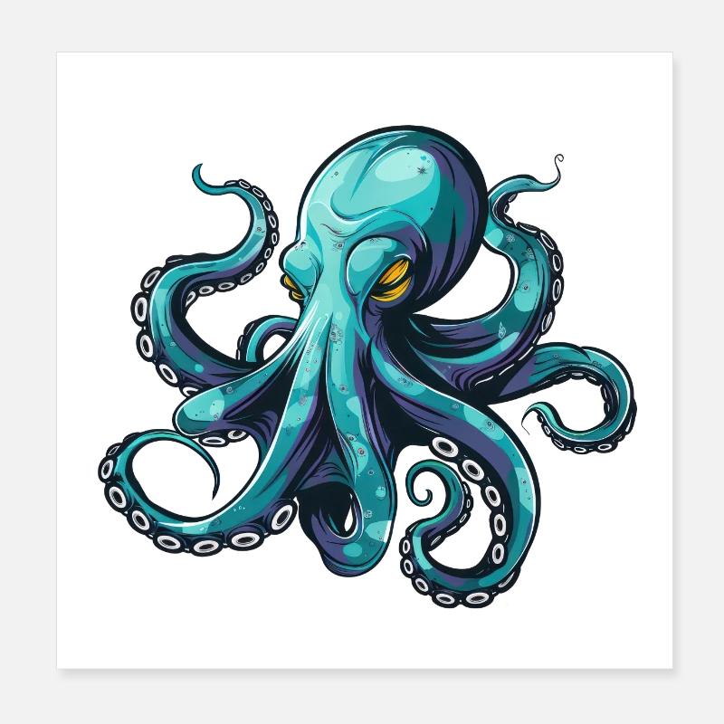 Octopus, octopus, octopus, summer, gift Poster 8" x 8" (20x20 cm)