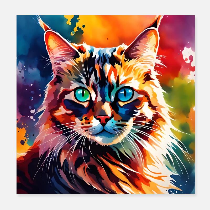 Katze farbig 1 Poster 20x20 cm