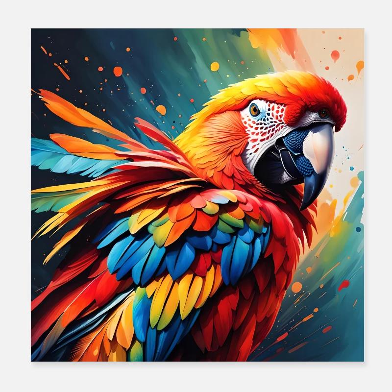 Perroquet coloré 1 Poster 20 x 20 cm