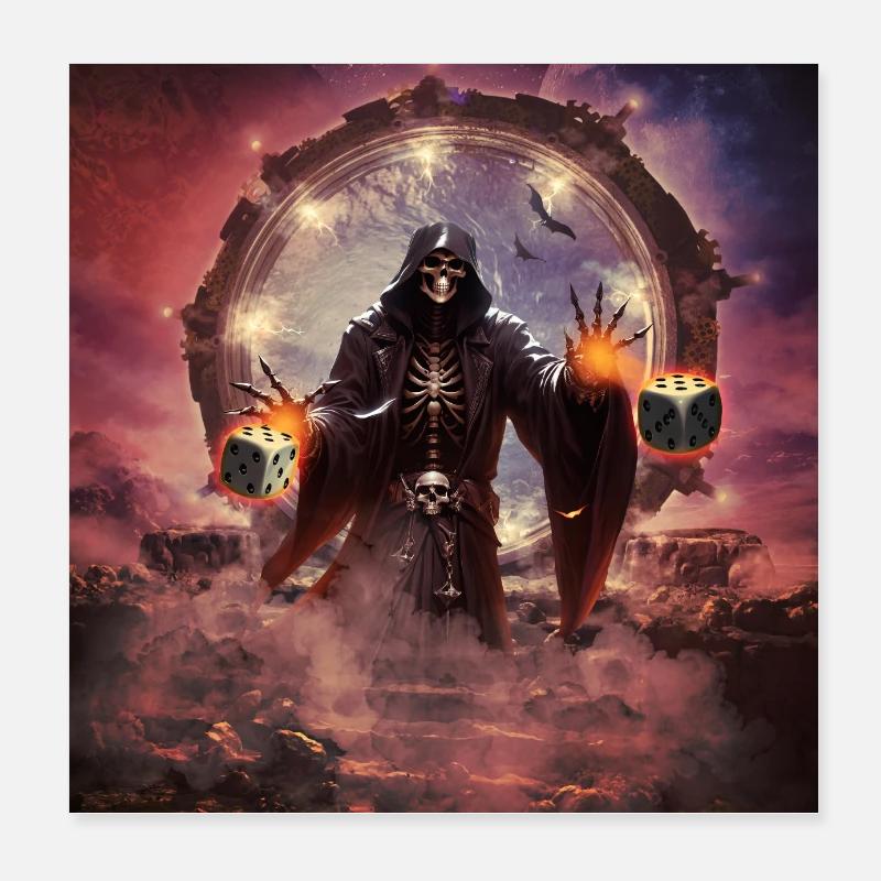 Fascinating and mystical setting of a skeleton - Poster 8" x 8" (20x20 cm) - white