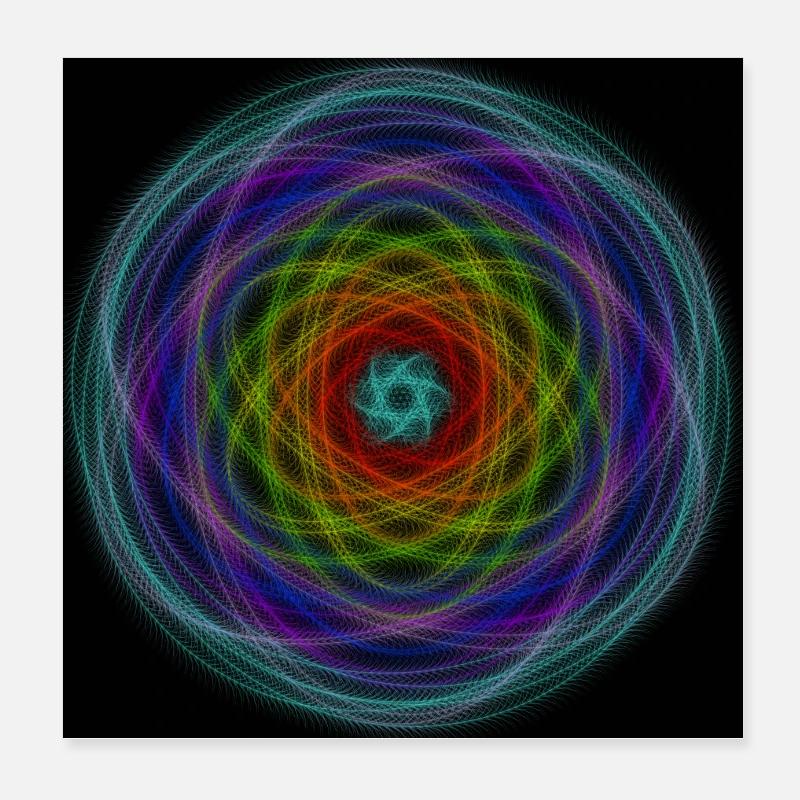 Hypnotischer Regenbogen Poster 20x20 cm