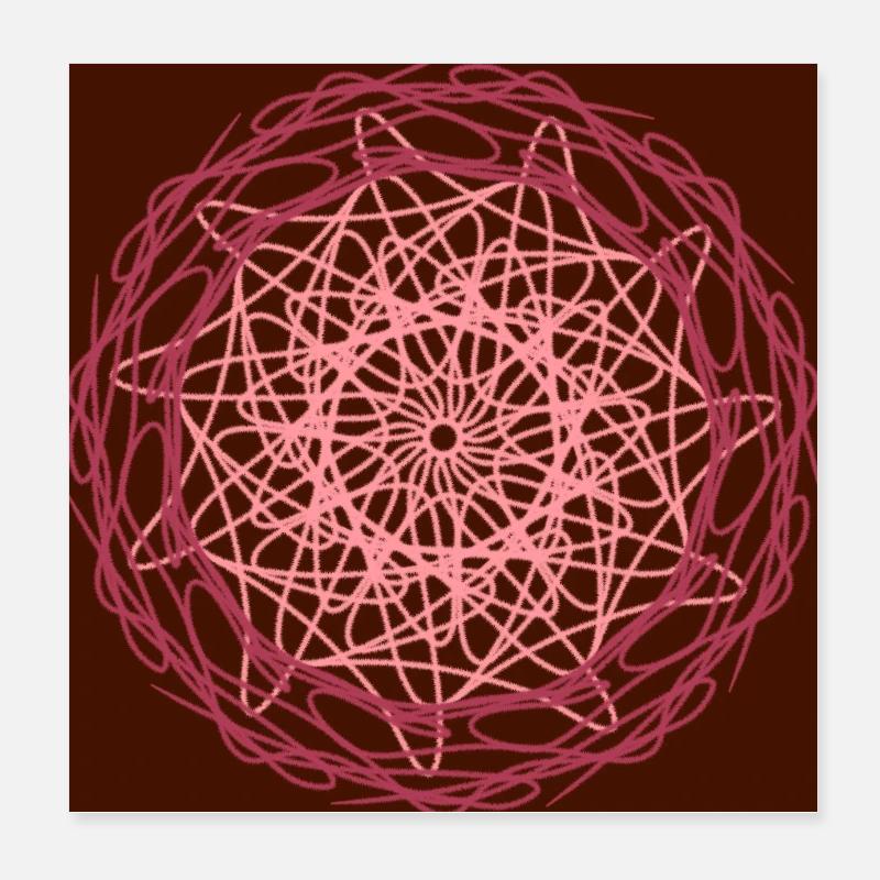 Rote Mandala-Blume Poster 20x20 cm