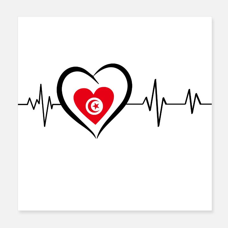 Heartbeat Tunisia Poster 8" x 8" (20x20 cm)