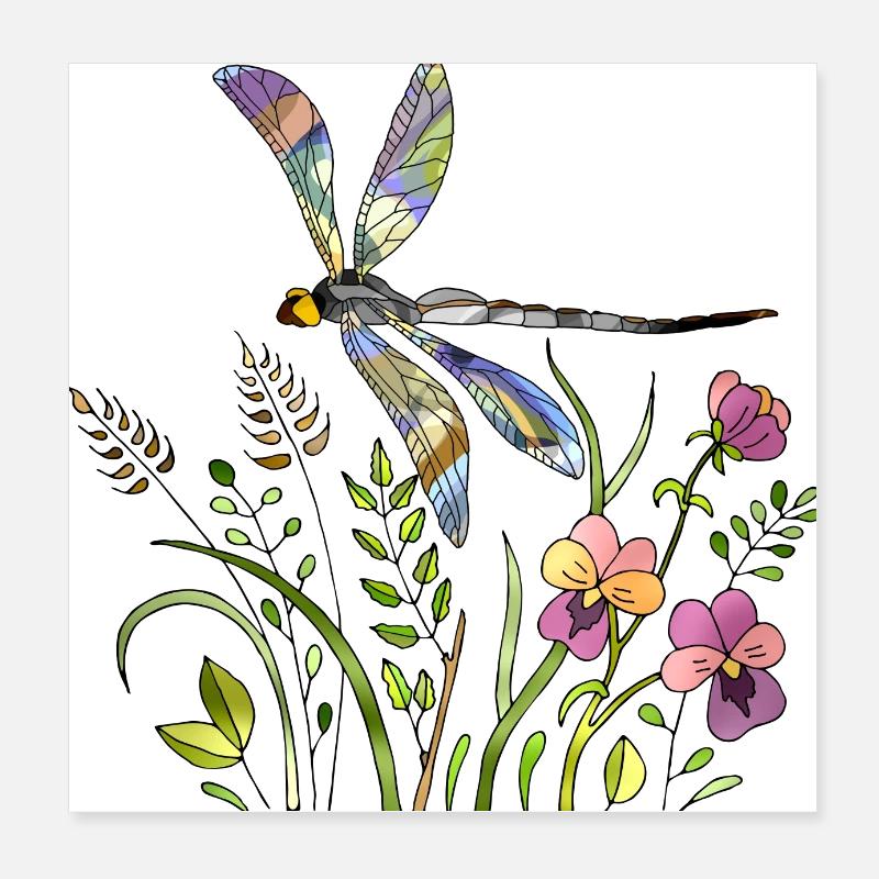 Dragonfly Poster 8" x 8" (20x20 cm)
