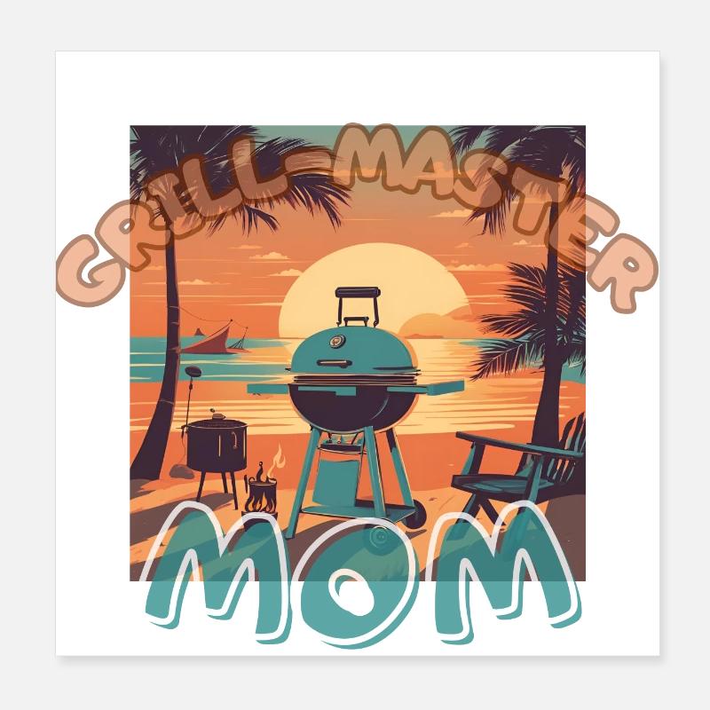 Grillen Mom Mutter Mama Sommer Strand Poster 20x20 cm
