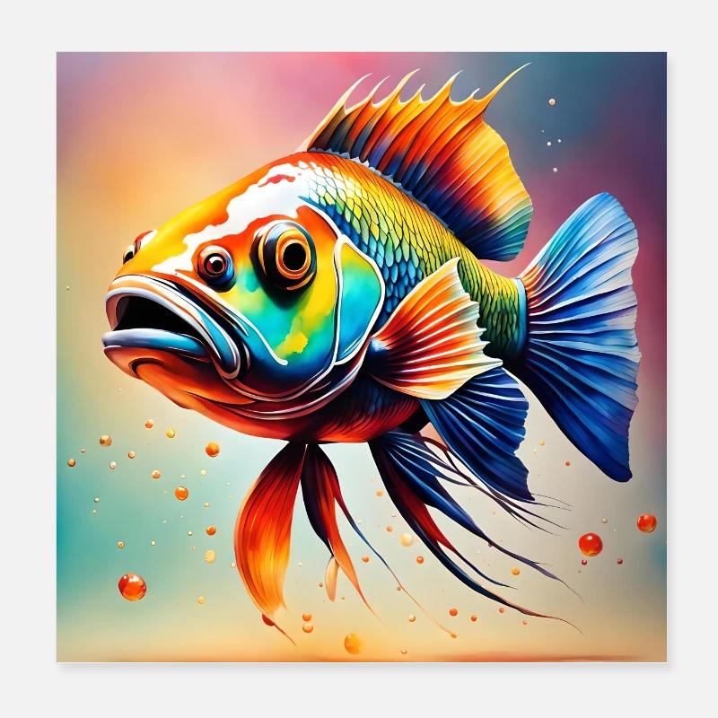 Poisson coloré Poster 20 x 20 cm