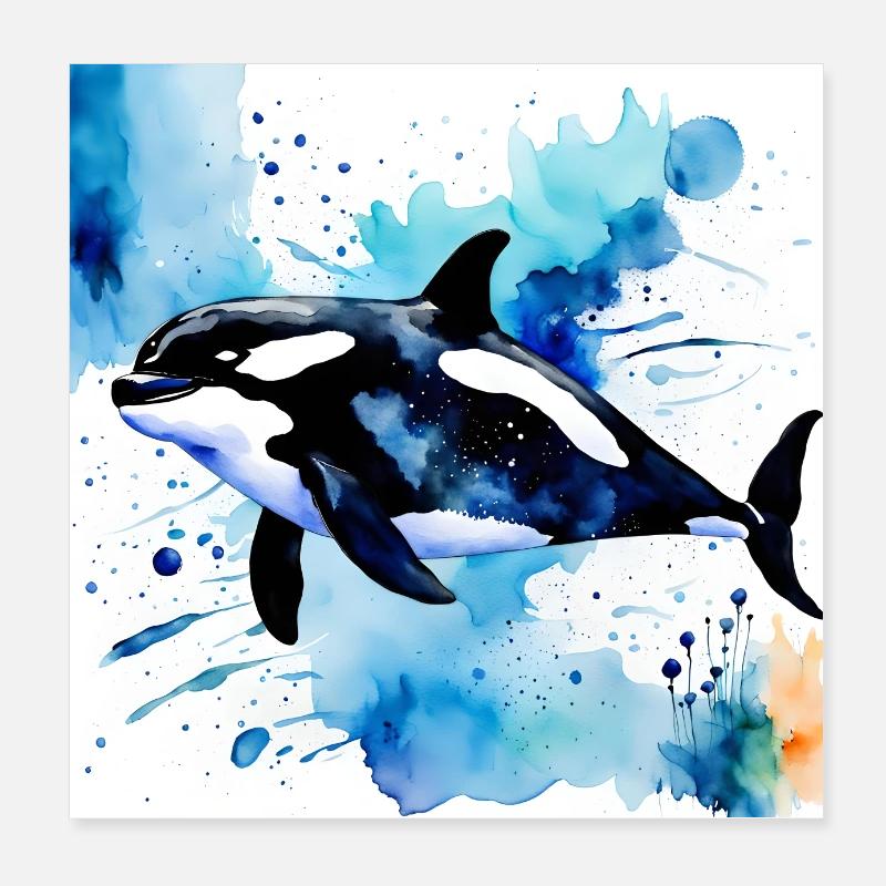 Orca stylistic Poster 8" x 8" (20x20 cm)
