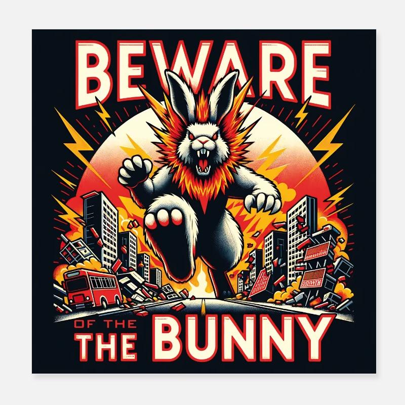 Attention à la catastrophe du lapin Poster 20 x 20 cm