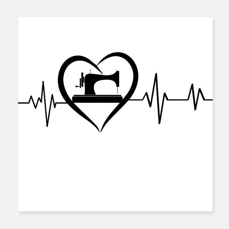 Herzschlag Nähen Poster 20x20 cm