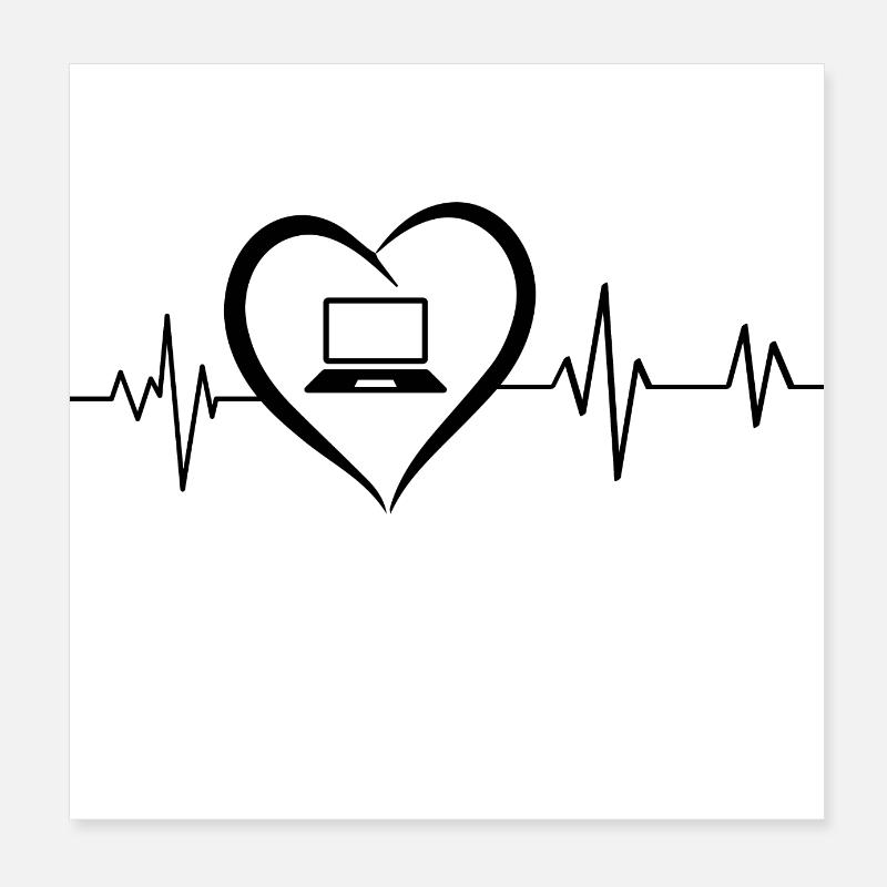 Heartbeat-Computer Poster 20x20 cm