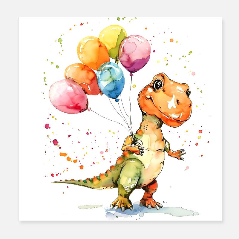 Saurier hat wohl Geburtstag? Poster 20x20 cm