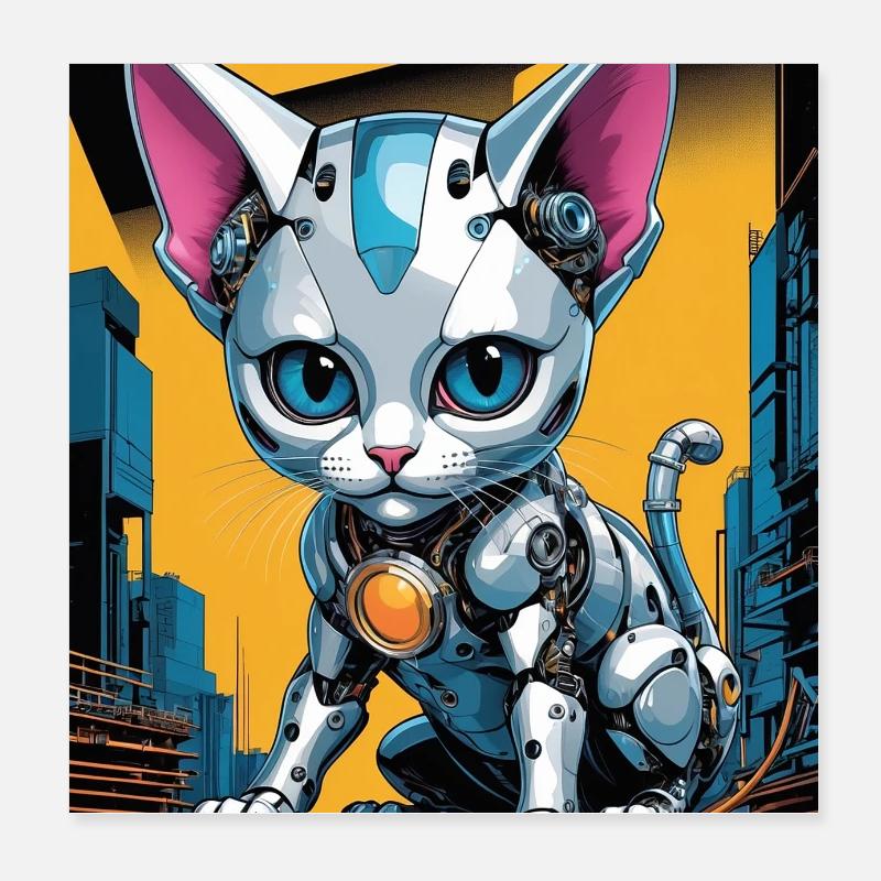 Robo Kitten Poster 20x20 cm