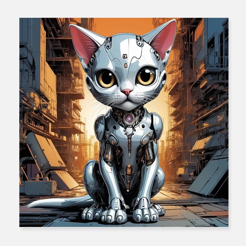 Robo Kitten Poster 8" x 8" (20x20 cm)