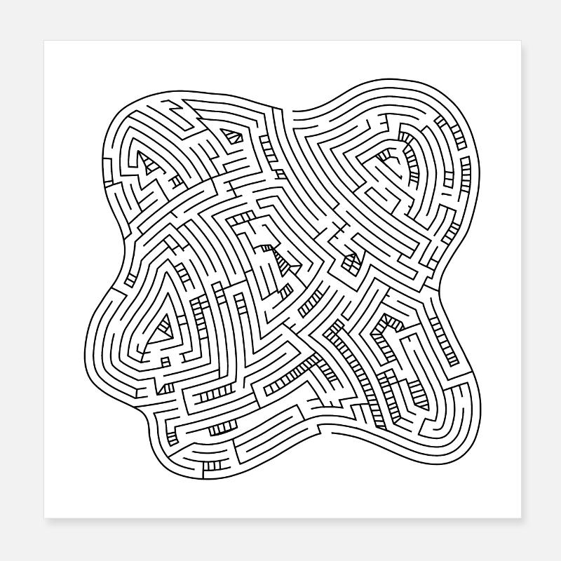 Labyrinth 3 (black version) Poster 8" x 8" (20x20 cm)